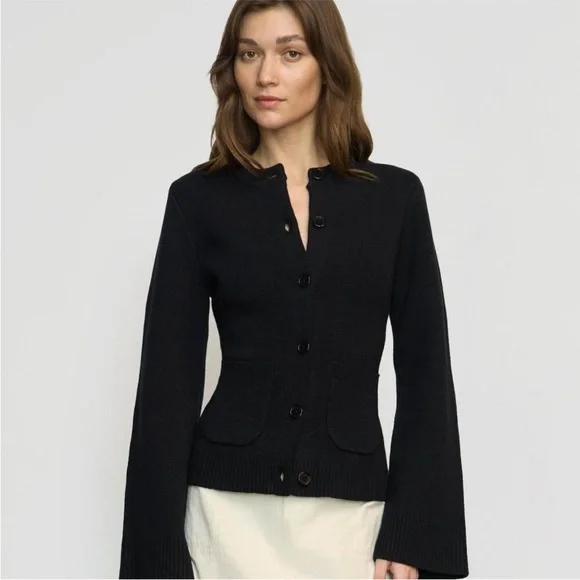 Modern Citizen Eames Organic Cotton-Wool Black Minimalist Cardigan Sweater M - Picture 5 of 14